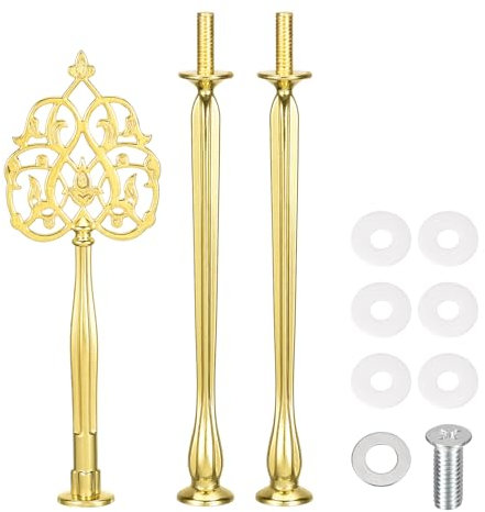 sourcing map 1 Set Cake Tray Stand Handle Cupcake Dessert Plate Hardware Fitting Holder Rod Stand Handle for Cake Stand Wedding Party, 3-Tiers New Crown Gold