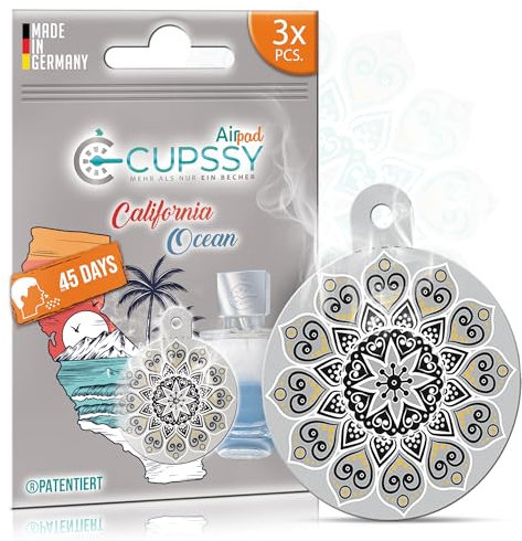 Auto Duft California Scents 3X, Lufterfrischer für Auto & Wohnmobil - langanhaltender Duft, Parfum Auto Raumduft, Geruchsneutralisierer, Cupssy der Auto Duft Pad