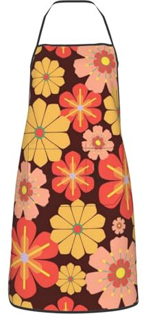 peiyeety Schürzen für Frauen, 60er-70er-Jahre-Retro-Vintage-Blumen-Landwirtschaftsschürzen, Küchen-Kochschürzen für Männer