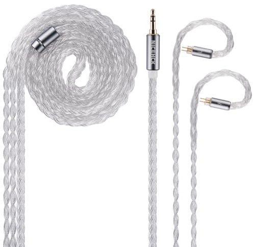 NICEHCK IcyMoon 3.5mm Single-End 0.78mm 2Pin IEM Upgrade Cable | 16-strand OCC silver plated OFC conductor, silver aluminum alloy shell, high fidelity sound, fits 2Pin in-ear monitor players