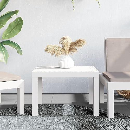 KTHLBRH Gartenmöbel Tisch Balkontisch Outdoor Tisch Terrassentisch Gartentisch Weiß 59x47x40 cm PP für Rasenflächen, Gärten, Terrassen