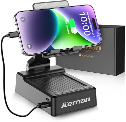 JTEMAN Gifts for Men Women,Adjustable Cell Phone Stand with Bluetooth Speaker and Charging Function,Cool Tech Gadgets Gift Idea for Dad Mom Birthday