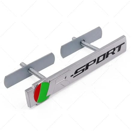 YSRWTBBA 3D-Metall-R-Sport-Logo-Frontgrill-Emblem-Abzeichen-Aufkleber, kompatibel mit R-Sport XJ XE XF F-Type F-PACE E-Type Auto-Styling-Zubehör, einfach abziehen und abzi(Chro