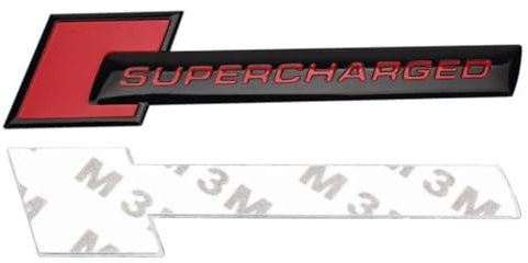 3D Metall Supercharged ROT Schwarz Turbo Tuning Aufkleber Emblem Logo