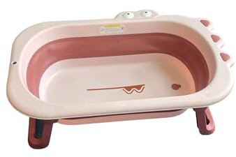LADIDA Baignoire pliable pour bébé – Portable, sûre et spacieuse pour les nouveau-nés, les nourrissons et les tout-petits avec design peu encombrant et drainage facile (rose)