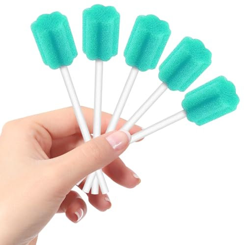 250 Stück Mundpflegestäbchen, Einweg Mundpflege Schwamm Tupfer, Mundpflege Mundhygieneschwamm, Geschmack neutral, Sterile Tupfer für die Mundhygiene in Zahnarztpraxen (Grün)
