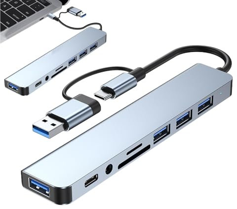 USB Type C Docking Station | Multifunctional USB C Dock Solution, Double Port Laptop Hub, Stable Connection for Cameras, Card Readers, Printers