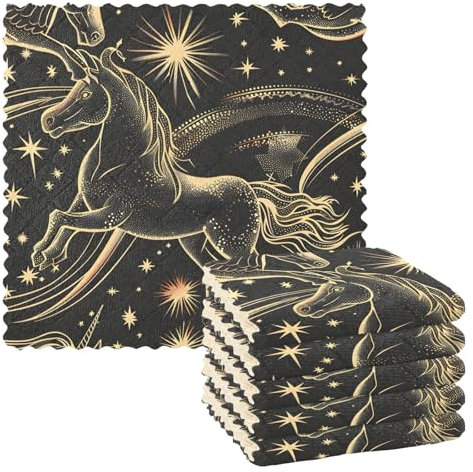 Mnsruu Geschirrtücher mit schönem Pegasus-Konstellationsdruck, 6 Stück, wiederverwendbare Reinigungstücher, Küchenhandtücher