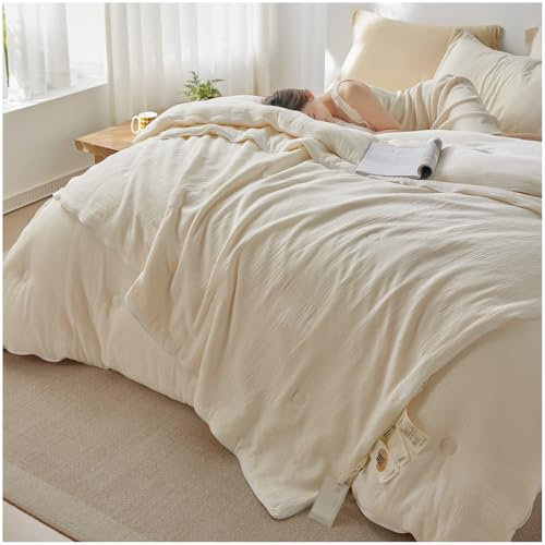 RUIPUOWNO Queen-Size-Steppbettwäsche, weiche King-Size-Steppbettwäsche, atmungsaktiver Bettdeckenkern, hautfreundliche Steppdecke Nacktschlafen, für alle Jahreszeiten,A,200x230cm