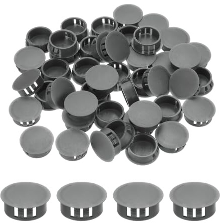 QUARKZMAN 64Pcs 28mm(1 1/8) Gris Foncé Bouchon Plastique pour Trou, Cache Trou Meuble de Panneau de Type Encastré, Embouts d'Insertion pour Tubes de Trou, Pieds Tubulaires de Chevalet