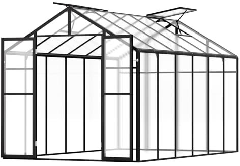 VEVOR Serre en Polycarbonate 236 x 346 x 207 cm, Serre d'extérieur avec 2 fenêtres de Ventilation, Porte à charnières, kit de Serre en Aluminium pour Jardin et arrière-Cour