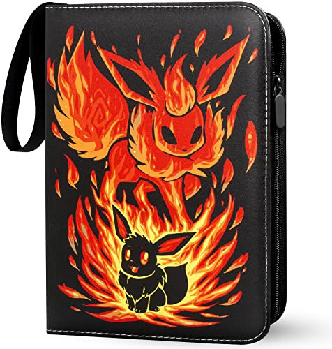 Sammelalbum für Pokemon Karten, Sammelkarten Album 4-Pocket,400 Taschen, 50 Seiten, Wasserdichte PU-Oberfläche,Karten Halter Heft Ordner Buch