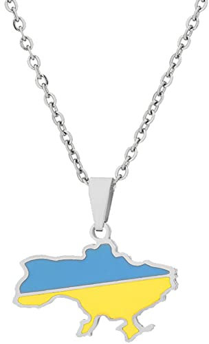 HiyyFloy Ukraine-Karte-anhänger-Halskette, Ukrainischer Schmuck Für Frauen Und Mädchen, Hiphop, Einzigartige Geometrische, Trendige Unisex-Accessoires, Ethnische Charms-Ornamente