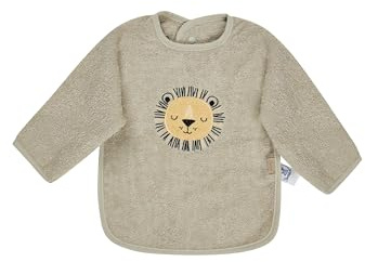 Sterntaler Ärmellätzchen Löwe Leo – Saugfähige Baumwolle mit süßer Löwen Applikation – Praktischer Druckknopfverschluss für einfaches An- & Ausziehen - Geschenk für Kinder, steingrau