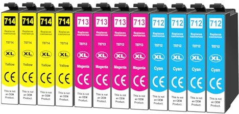 Yowell 12x T0715 Druckerpatronen Kompatibel für Epson T0712 T0713 T0714 für Stylus BX300F SX610FW SX600FW SX510W SX400 SX410 SX415 SX100 SX200 SX210 SX215 SX218 DX4400 DX7400