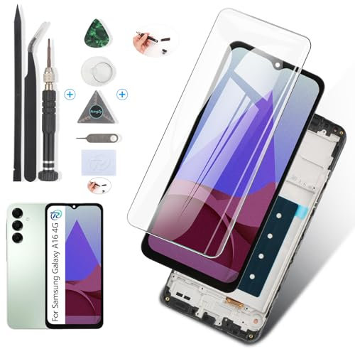 RongZy Écran Tactile LCD Compatible avec Samsung Galaxy A16 4G De Remplacement LCD Tactile Vitre pour Galaxy A16 4G SM-A165F/A165M avec Kit D'outils de Réparation(6.7,Noir avec Cadre)
