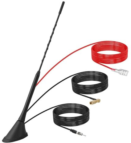 Autoantenne DAB Antenne,DAB+ Autoantenne mit SMB/SMA Adapter,Digitalradio DAB+/FM-Kombi-Dachantenne mit Verstärker, Antenne für Stereoanlage mit 5m Kabel