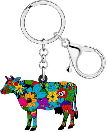 LONYOO Porte-clés Vache en Acrylique Porte-clés Bétail Animaux de Ferme Cadeaux pour Femmes Filles Agriculteurs Porte-monnaie Charms Sac à Dos Accessoires