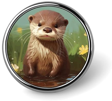 Niedliche Otter-Anstecknadel, Runde Anstecknadeln aus Metall, Modeabzeichen für Hemden, Jacken, Hüte