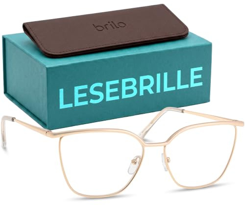 BRILO Damen Lesebrille Korrekturbrille Schmetterling Gestell, modische Damenbrille Sehhilfe mit Etui, leichte Lesehilfe für Frauen