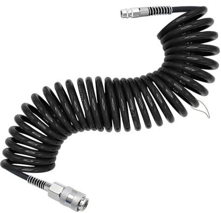 LNSYSNS Kompressor Schlauch max 10 Bar, 5 x 8mm Luftschlauch mit 1/4-Zoll-Anschluss, 6m Druckluftschlauch, Schwarz, für die Gaszufuhr