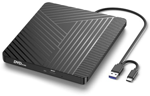 Lecteur DVD CD Externe, USB 3.0 Graveur DVD CD Externe, Ultra-mince Lecteur CD DVD Externe pour PC, Optique Portable CD DVD -/+RW Drive pour Laptop Desktop MacBook Mac Windows 11/10/8/7/XP Linux Vista