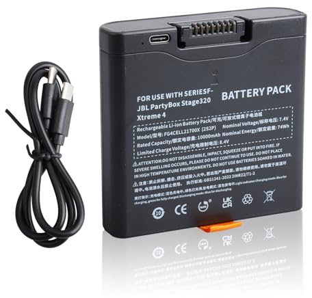 Akku Battery 400 Kompatibel mit JBL PartyBox Stage 320, JBL Xtreme 4 tragbare Lautsprecher, Lithium-Ionen Akku Mit typ-c Eingang, 10000 mAh große Kapazität, Verlängert die Party.