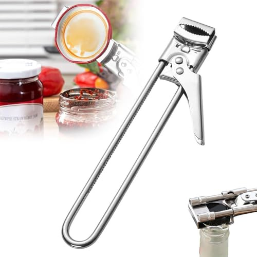 Abrelatas Manual Ajustable, Abridor de Tarros Acero Inoxidable, Profesional Manual Multifunción Abridor Tapa Vidrio Para La Cocina Doméstica, Abrelataspara Niños, Personas Mayores, Mujeres (1PCS)