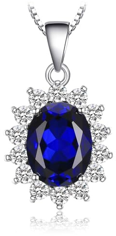 JewelryPalace Prinzessin Diana Kate Middleton Edelstein Amethyst Citrin Granat Peridot Topaz Saphir Rubin Smaragd Ketten Anhänger Silber 925 45CM, Halskette Damen Collier Frauen Schmuck Rosegold Gold