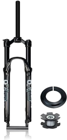 26/27,5/29 Pollici Forcella Ammortizzata Ad Aria MTB XC/AM Forcella Anteriore Sospensione Per Mountain Bike Dritto/conico Corsa 120mm Freno A Disco QR 9x100mm Bloccaggio Manuale(Black Straight,27.5'')