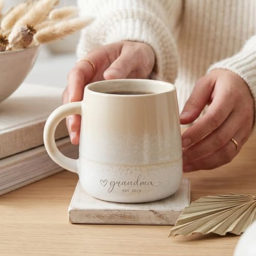 Personalised Mug with Name | Customised Gifts Engraved Coffee Mug for Men and Women | Customisable | Microwave and Dishwasher Safe | Personalised Gifts | Stoneware Gradient Mug (Oatmeal)