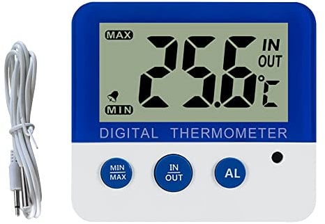 Gellvann Digitales Gefrier-Thermometer/Kühlschrank mit Magnet und Stander Digital Gefrierthermometer mit Alarmanzeige LED Max/Min Gefrierschrank Thermometer für Küche zu Hause