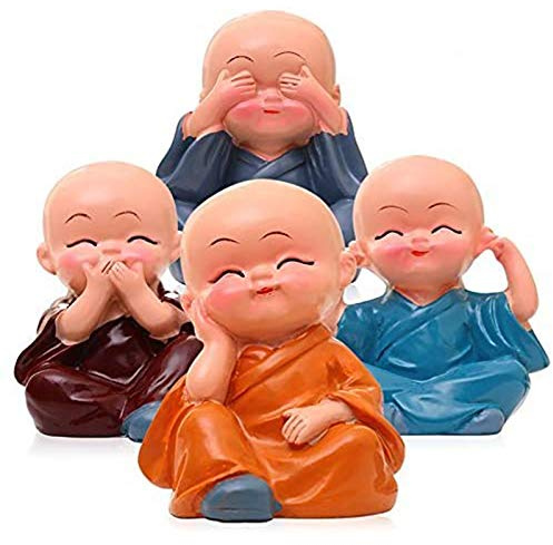 FishMM Set von 4?M?nche Figur, Wise Kunstharz M?nche Deko Statue Ornaments, Nicht h?ren See No Evil Speak No Evil Do No Evil, Auto Home Regal Schreibtisch Decor Sammlerst?ck Art
