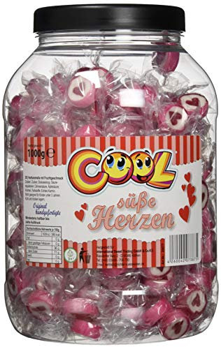 Cool Süße Herzen Bonbons in attraktiver Dose zum Wiederverschließen, 1er Pack (1 x 1 kg)