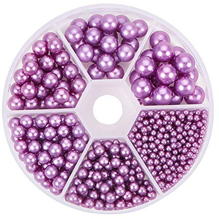 PandaHall Elite - 1113 Pcs Imitation Perles Acryliques Perle Ronde Perles Non Percé pour DIY Fabrication de Bijoux et la Décoration, Violet, 2.5-8mm