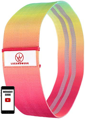 Legendwerk® Resistance Hip Bands 43cm (L) - rutschfestes Fitnessband - Widerstandsband im Regenbogen Style - Loop-Band für Fitness, Workout oder Reha (L - Rainbow)