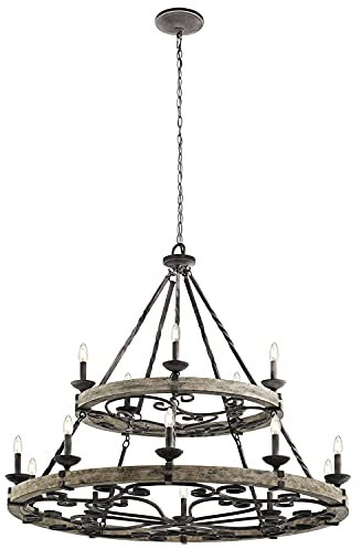 Licht-Erlebnisse Rustikaler Kronleuchter CAMELOT 8 in Zink Holz 15-flmg Ø110cm verstellbar Wohnzimmer Esstisch Design Lampe