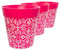 Hum Flowerpots, 22cm Set of 3, Various Patterns Colours and Sizes, Indoor/Outdoor Plastic Plant Pots, Pink Maroc