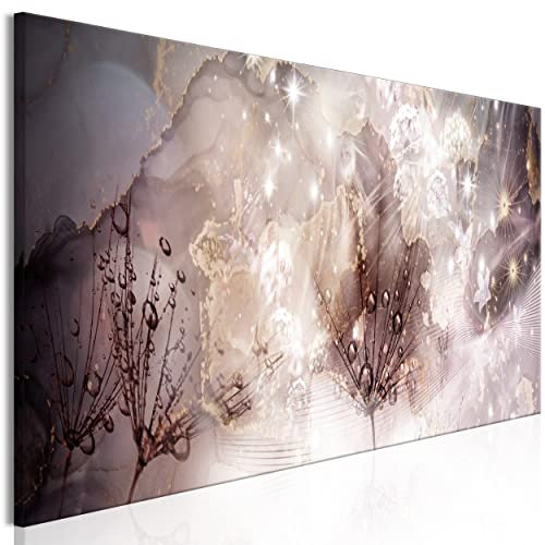 decomonkey Bilder Pusteblume 150x50 cm 1 Teilig Leinwandbilder Bild auf Leinwand Vlies Wandbild Kunstdruck Wanddeko Wand Wohnzimmer Wanddekoration Deko Modern Löwenzahn Marmor Stein Wasser