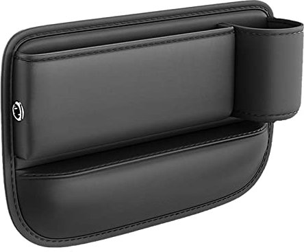 Autositz Lückenfüller Organizer Mit Getränkehalter, PU Leder Auto Organizer Aufbewahrungsbox Mit Kabelloch, Vordersitz Lückenfüller Autositz Seitentaschen Organizer Für Handys, Geldbörse, Karten, Münz