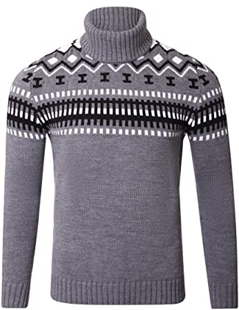 Reslad Rollkragenpullover Herren Pullover Rolli Grobstrick Norweger Rollkragenpulli Männer Winterpullover RS-3014
