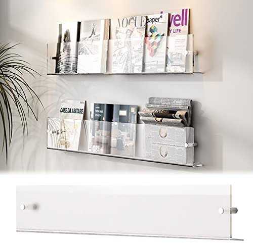 ZIMGOD Prospektständer An Der Wand Befestigter Zeitschriftenständerhalter, Klarer Prospekthalter aus Acryl, Literatur- / Dokumenten- / Aktenständer, für das Home-Wohnzimmer-Büro (Size : 70cm/27.5)