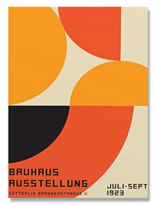 CAYBES Leinwand Bilder - Poster - Leinwanddruck, Abstrakte Poster und Drucke Bauhaus Orange Shapes Ausstellungsposter Wandkunst Bild Leinwand Gemälde für Raum Wohnkultur – 40x60cm ohne Rahmen