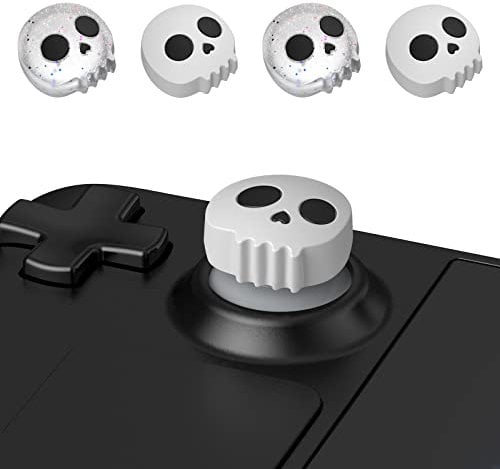 JINGDU Tapa de Botones de Pulgar para Steam Deck/Steam Deck OLED, Agarres para el Pulgar de Silicona Cubierta Protectora de Botones Compatible con Steam Deck 4 Piezas - Skull