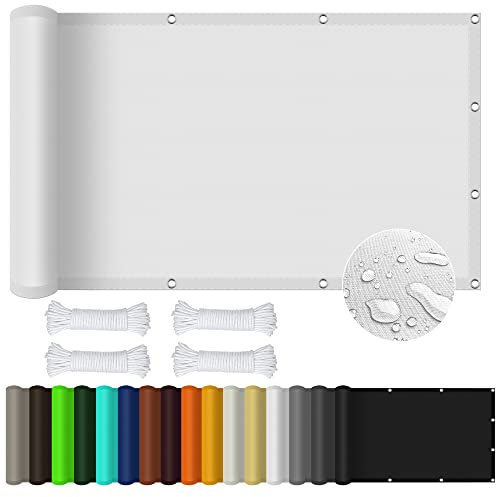 Sonnensegel Sonnenschutz 1 x 4 m Rechteckig Wasserdicht UV Schutz Balkon Sichtschutz Sonnenschutz Windschutz für Garten Terrasse Camping, Weiß