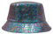 ZLYC Unisex Fashion Bucket Hat PU-Leder Regenhut wasserdicht Fischerhüte(Trippy Schwarz)