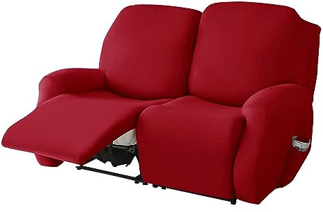 Highdi Stretchhusse für Relaxsessel Komplett Sesselschoner, Stretch Relaxsessel Bezüge - Einfarbig Elastisch Sesselbezug für Fernsehsessel Liege Sessel (Rot,2 Sitzer)