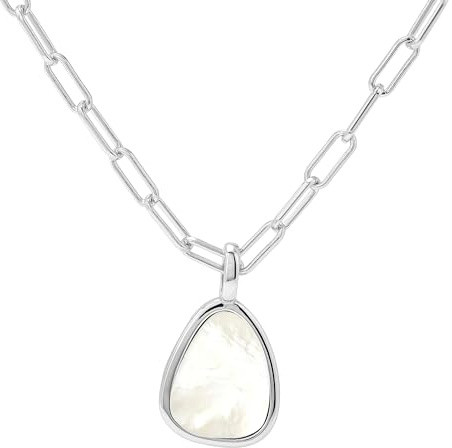 Brandlinger ® Halskette Damen Silber 925 mit Anhänger Edelstein. Schmuck Damen vergoldet mit 18 Karat für Frauen und Mädchen. Größe Anhänger Kette: 14mm
