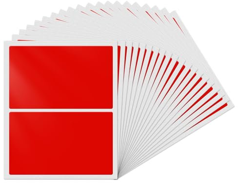 YIKIADA Rot Rechteckig Etiketten 75 × 50 mm Selbstklebend Groß Lager Klebeetiketten Wasserdicht Aufkleber für Marmelade Beschriften Adressetiketten 40 Stück
