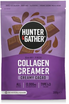 Kollagen-Creme für Kaffee I Kakao 300g I Mit Gras gefütterte Rinderkollagenpeptide Typ 1 und 3 I Milchfrei I 13.000 mg pro Portion I Unterstützen Sie Haare, Haut, Nägel und Muskeln